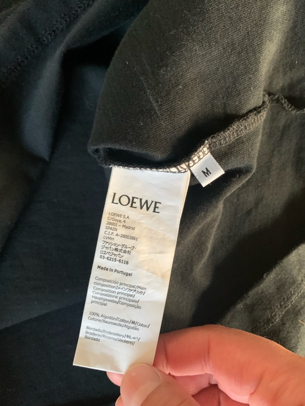 Loewe Black Cotton Tee with Embroidered Bunny and Logo - Picture 4 of 4